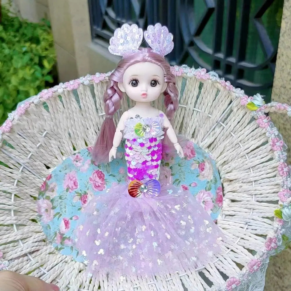 24cm Bjd Sequin Mermaid Doll Joints Movable Fashion Clothes Wedding Dress Costume Clothes Girl Princess Play House Toy Gift