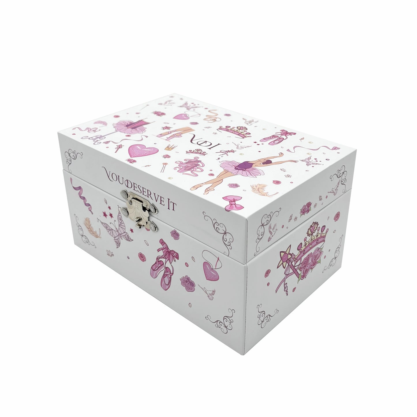 Hapinest Musical Ballerina Jewelry Box for Girl Necklace Spinning Ballerina Jewelry Storage and Music Box Kids for Birthday Gift