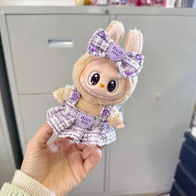Cute Doll Clothes Outfit Accessories Classic Dress Set for 17CM Labubu V2 Mini Dolls Clothing Girl Kid Gift Labubu Ropa