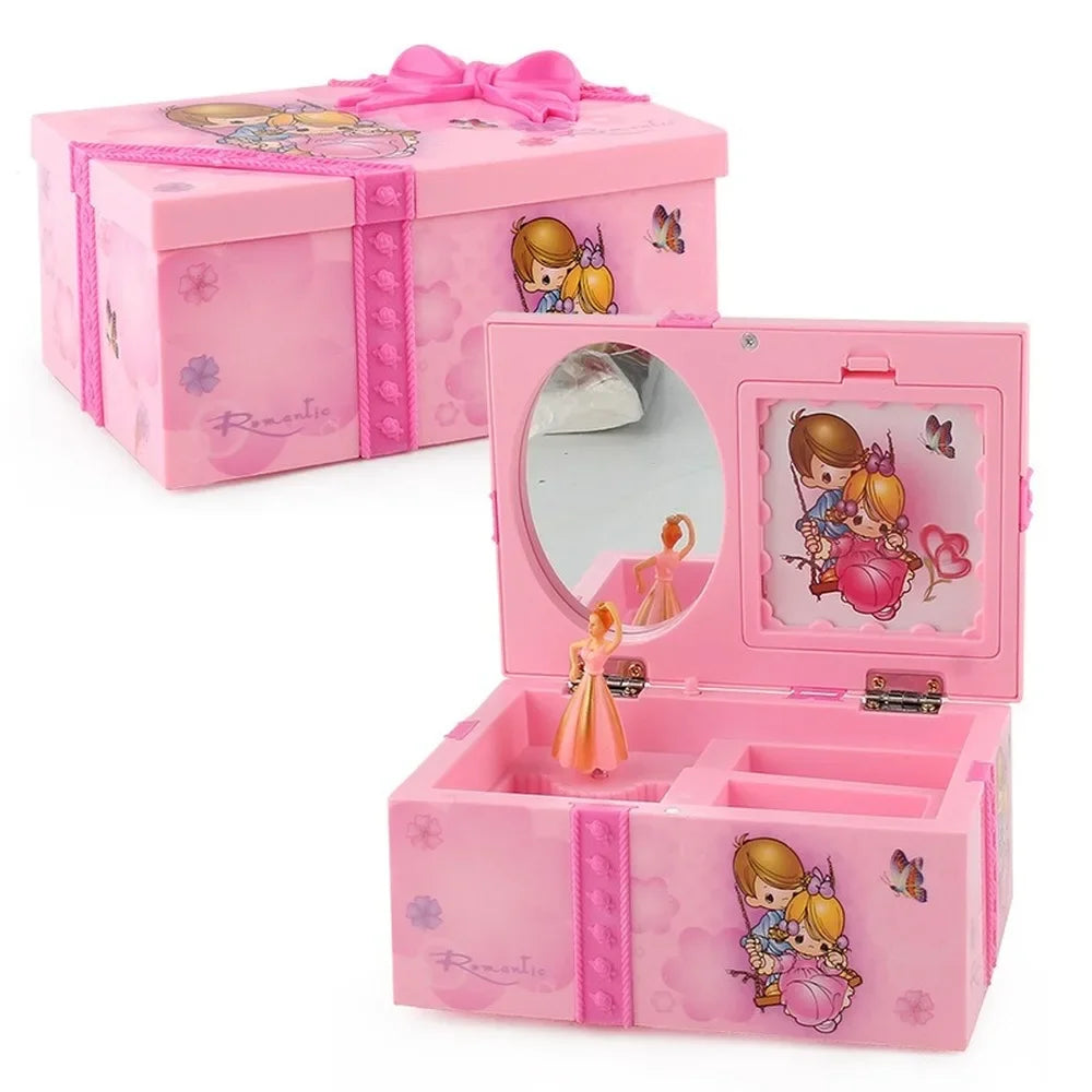 Pink Dancing Girl Music Box Ornaments Home Decor Jewelry Storage Organizer Music Box WY804