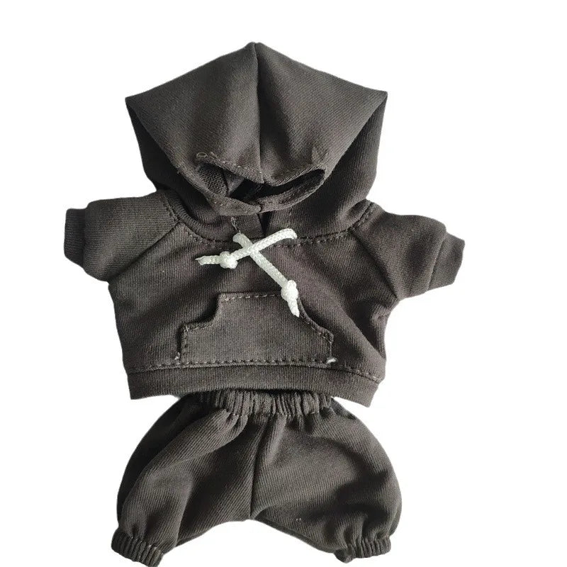 17cm Labubu Doll's Clothes the Monster Outfit Accessories Clothing DIY Kids Gift Girls Hooded Sweatshirt Pants Shoes White E25V
