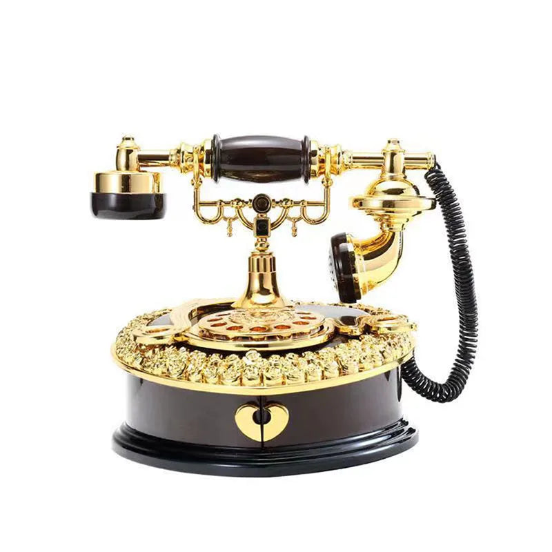 Creative Heart Shape Telephone Music Box Plastic Music Box Desktop Jewelry Storage Home Decoration Kids Toy Birthday Gifts