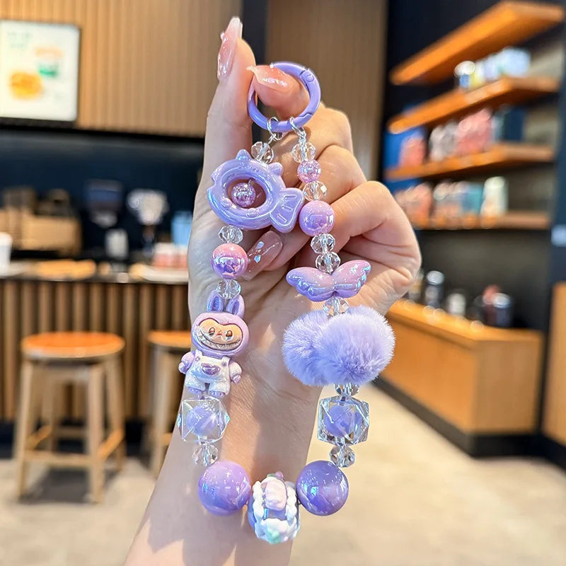 New Christmas Labubu Kawaii Particles Keychain Bag Cell Phone Charm Key Chain Christmas Gift