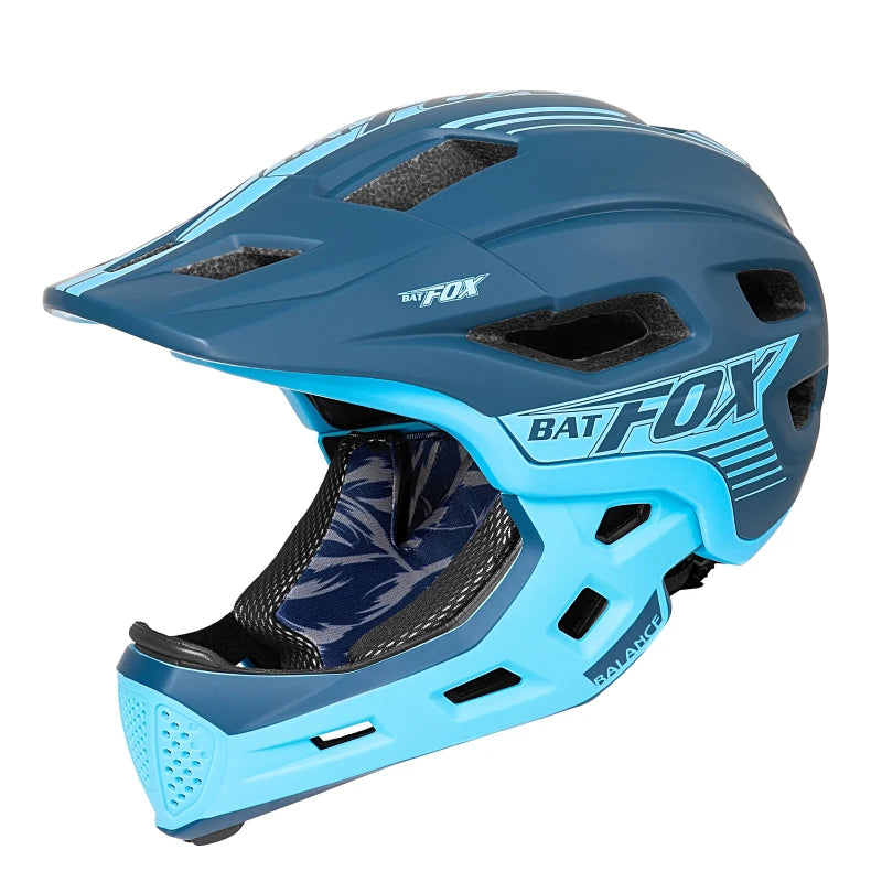 BATFOX Bicycle Helmet for Children Full Face Motocross Helmet MTB Detachable Mountain Bike Helmet Child Moto Cross Helmet