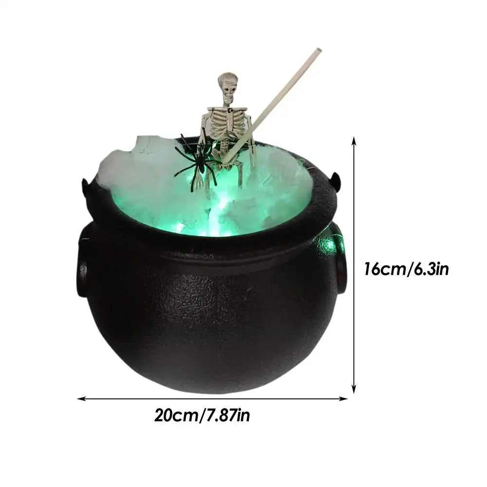 Large Cauldron Cauldron Halloween Decorations With Skeleton and LED Lights Black Witch Bowl Spooky Props for Mantel Desktop