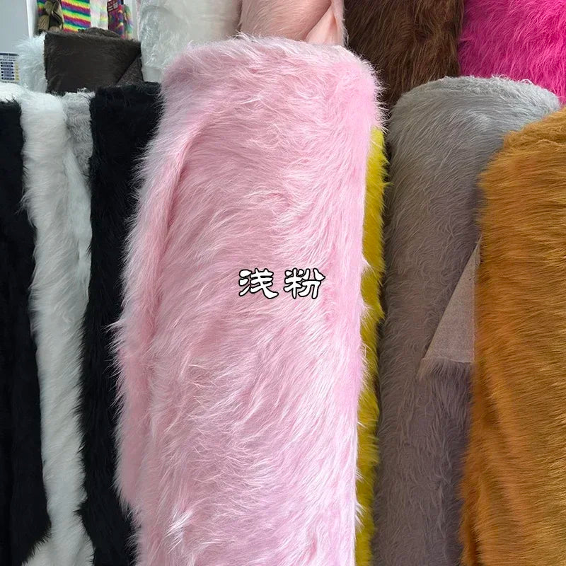 Soft Long Hair Plush Fabric Faux Fur by the Meters for Toy Upholstery Cosplay Diy Sewing Cloth Black Blue Purple Gray Beige Red