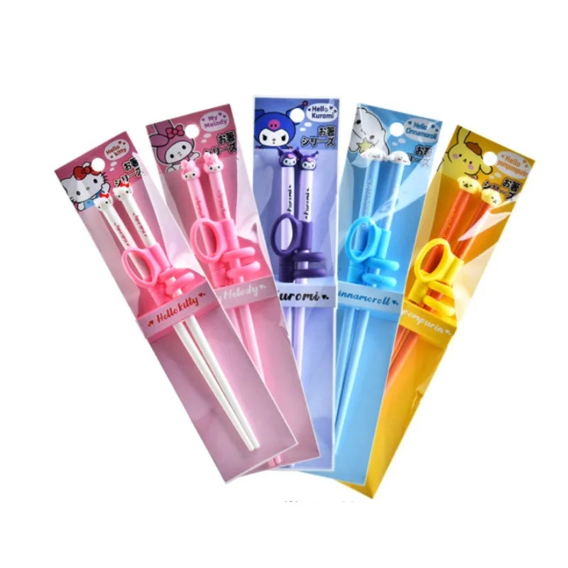 Hello Kitty Chopsticks Sanrio Kuromi Cinnamoroll Practicing Chopsticks Cartoon Cute Child Tableware Kitchen Supplies Gift