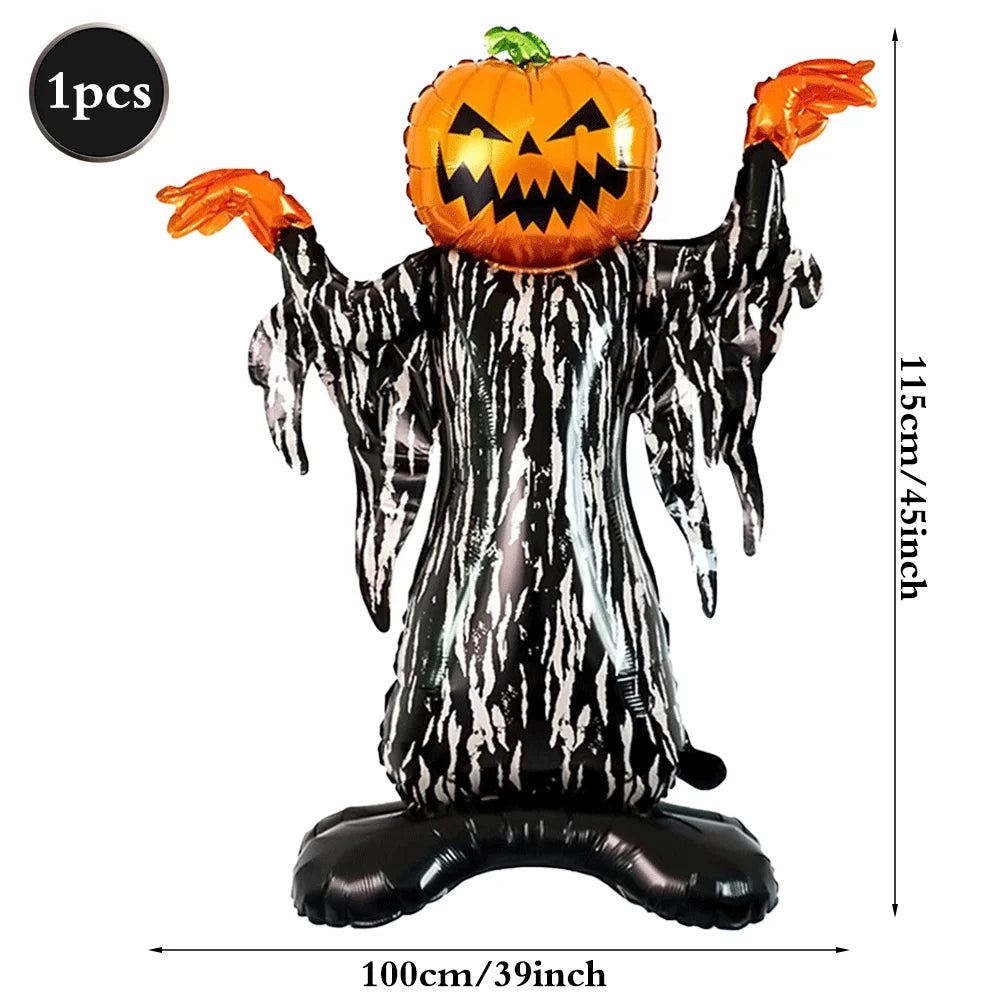 Halloween Decoration Balloons Large Witch Ghost Grim Reaper Tombstone Pumpkin Inflatable Foil Balloon Halloween Party Supplies