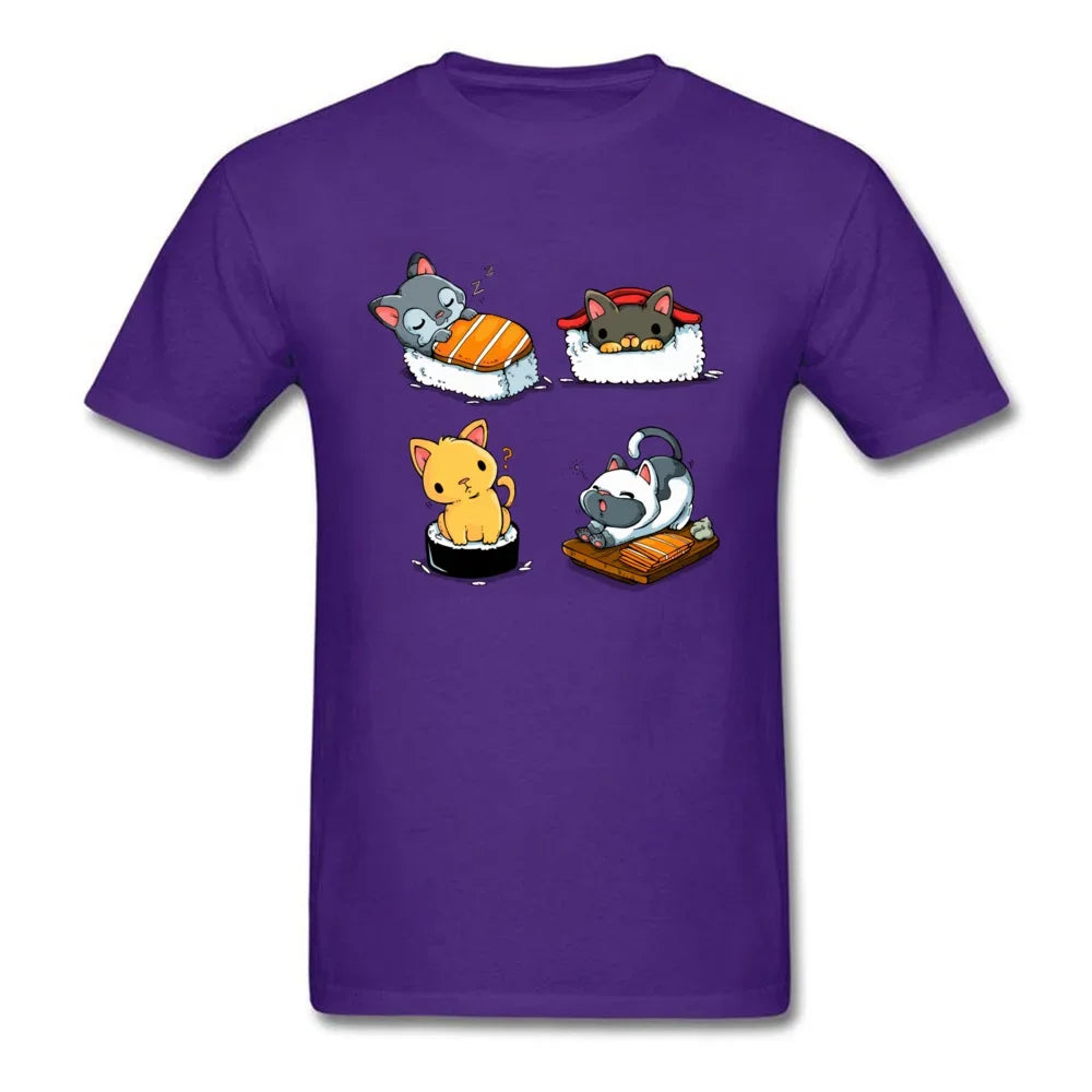 Ameowzing Kawaii Pusheen the Cat Sushi T Shirt. Short Sleeve 100% Cotton Casual T-Shirts Loose Top Size S-3xl