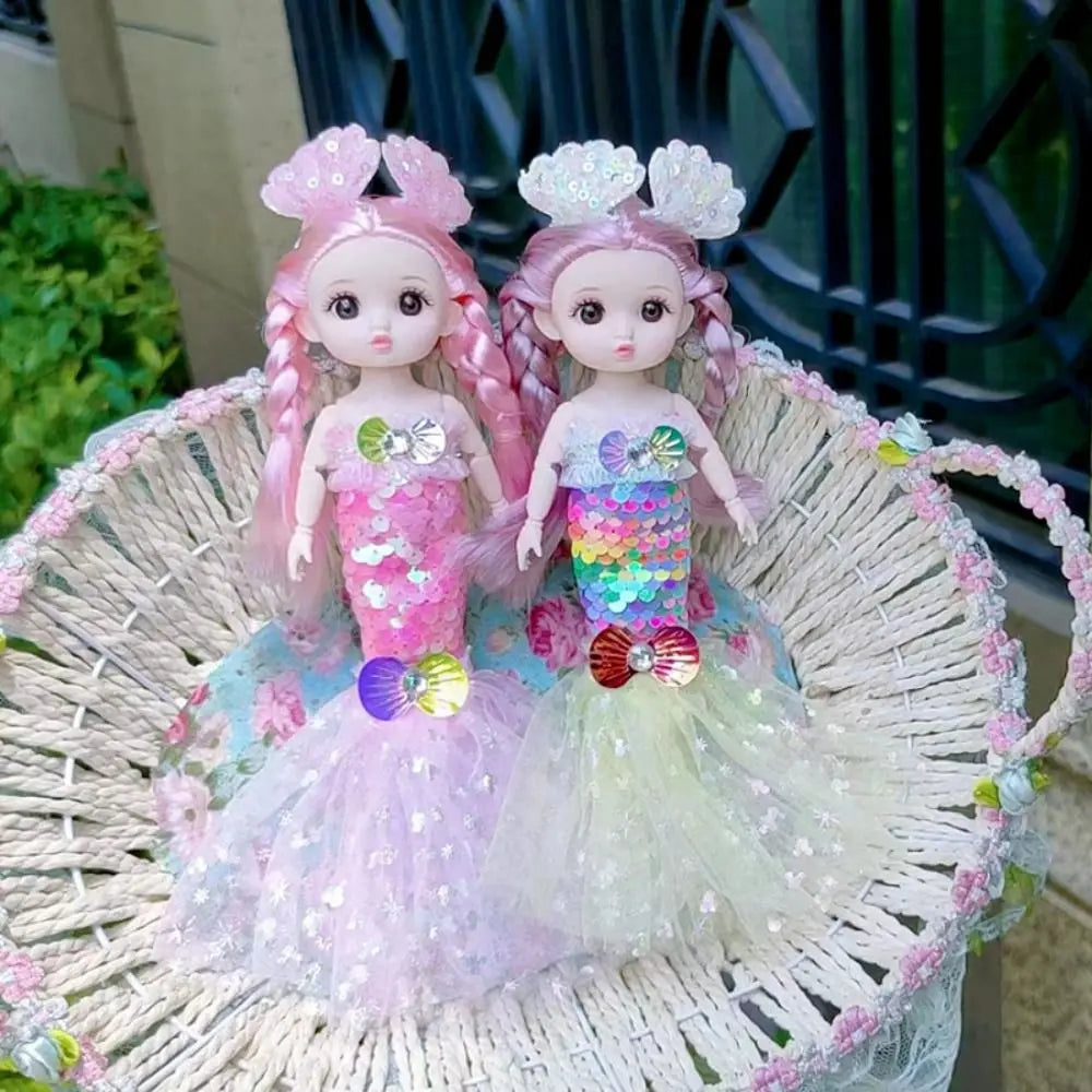 24cm Bjd Sequin Mermaid Doll Joints Movable Fashion Clothes Wedding Dress Costume Clothes Girl Princess Play House Toy Gift