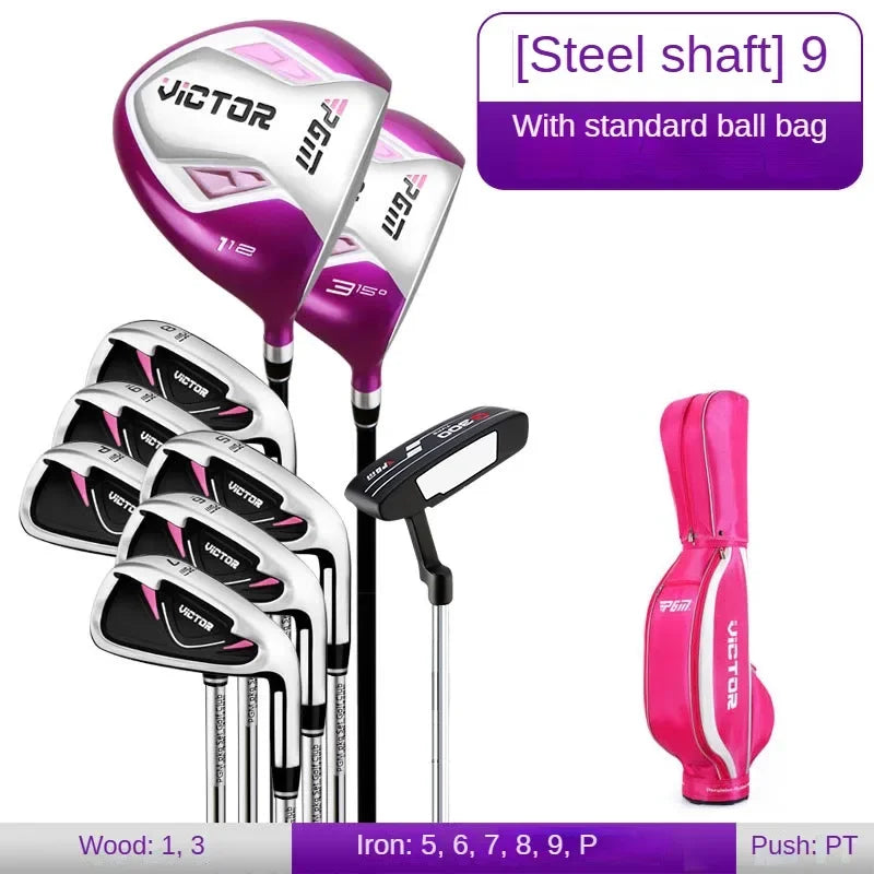 PGM Golf Clubs Golf Club Set Ladies Beginner Complete Set 12 Pcs/9 Pcs/4 Pcs,carbon Rod/Steel Pole LTG007