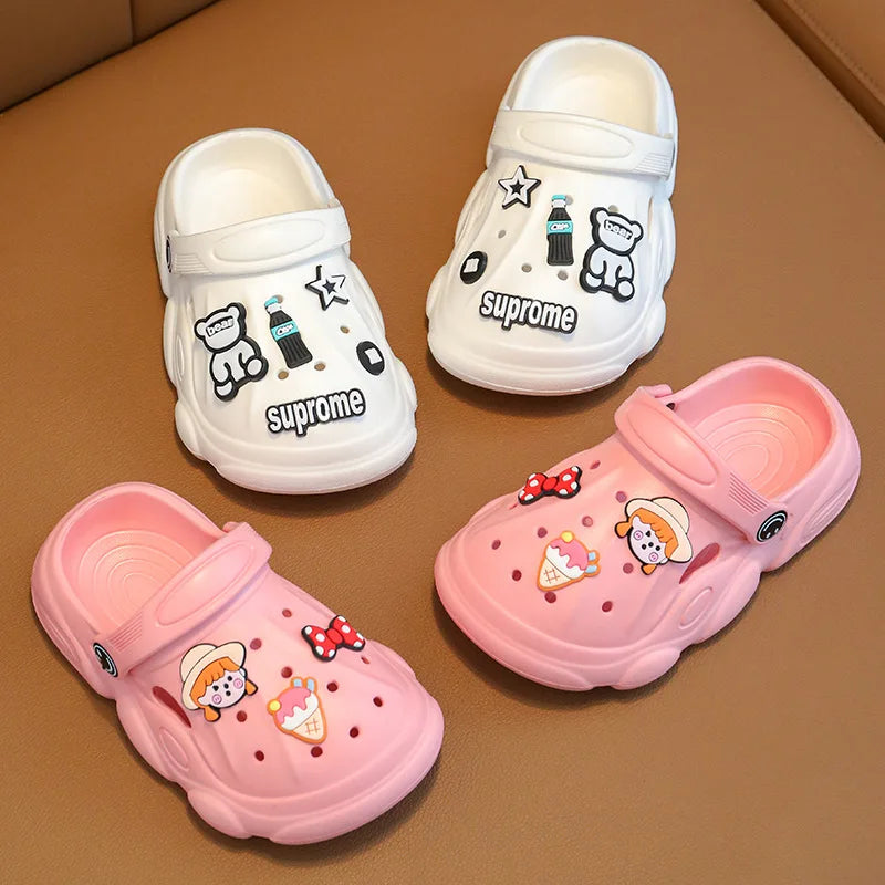 Infant Shoes Flip Flops for Children's Mules Baby Slippers Clogs Wear Hole Sole Kids Boys Sandals Summer Beach Platform Soft Diy