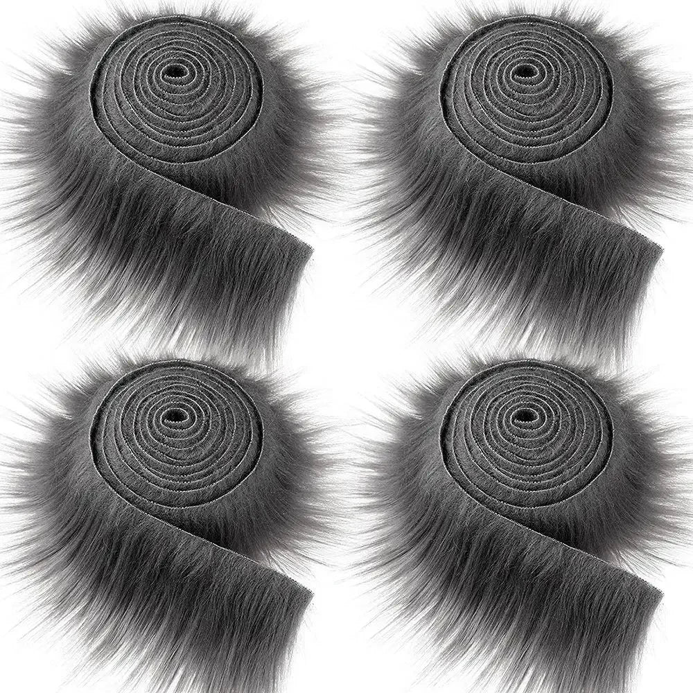 1.5M Faux Fur Ribbon Tapes Trim Fabric Roll Plush Fur Stripe Long Plush Fur Fabric Fluffy Trimming for Winter Costume DIY Crafts