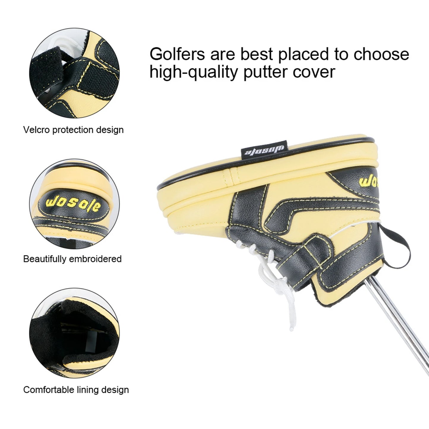 Portable Golf Club Head Cover Plush Lining Anti Scratch Durable Waterproof Golf Putter Headcover for Sport Golf Accessories