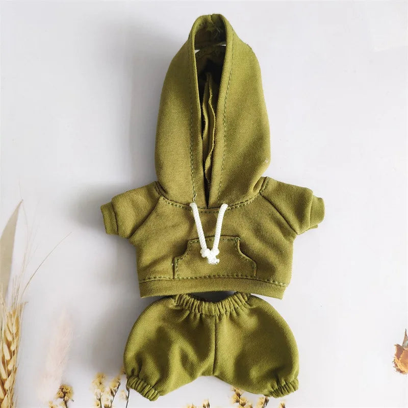 17cm Labubu Doll's Clothes the Monster Outfit Accessories Clothing DIY Kids Gift Girls Hooded Sweatshirt Pants Shoes White E25V