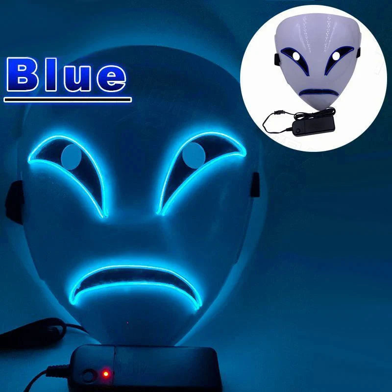 Weird LED Halloween Clown Luminous Mask, Full Color Selection, Crying and Smiling Clown, Weird and Scary, Group Costume