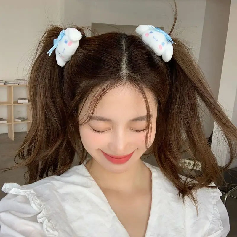 Sanrio Kawaii Cinnamoroll Fashion Cute Trendy Hair Rope Rubber Bands Scrunchie Headband Elastic Hair Bands Plush Hair Circle