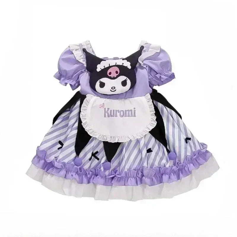 Sanrio Cinnamoroll Children's CosPlay Kuromi Dress Blue Girl Strap Skirt My Melody Dress Princess Dress Girl's Birthday Gifts