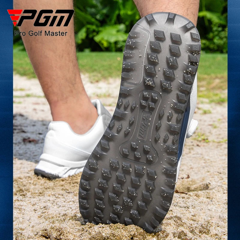 PGM Golf Shoes Men Summer Breathable Cushioning Rebound Knob Lace Sneakers XZ431