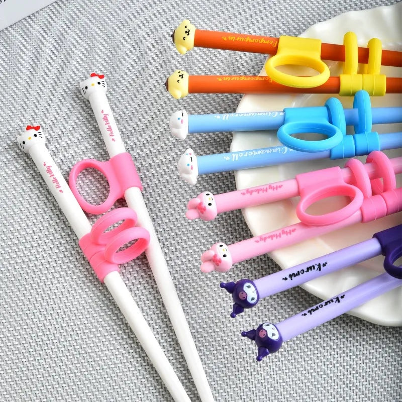 Hello Kitty Chopsticks Sanrio Kuromi Cinnamoroll Practicing Chopsticks Cartoon Cute Child Tableware Kitchen Supplies Gift