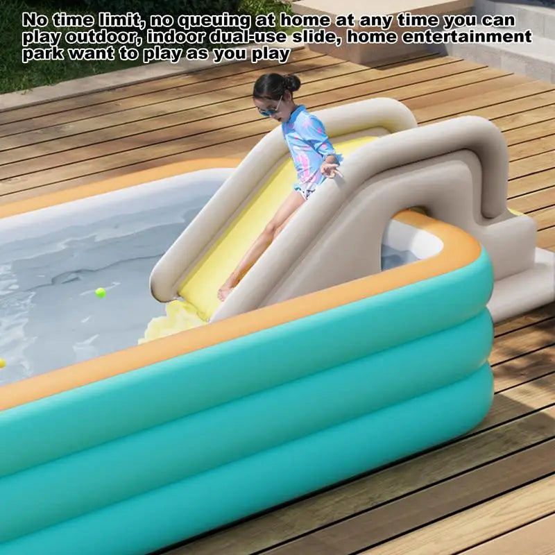 Kids Inflatable Slide Children Pool Inflatable Slide Widened Inflatable Slide With Foot Pump for Home Backyard Family Party