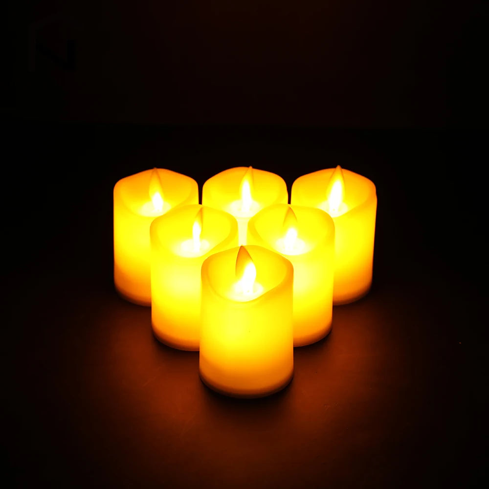 6Pcs LED Flameless Candles Flickering Battery Operated Pillar Candles Tealight Led Halloween Christmas Weddings Home Decor