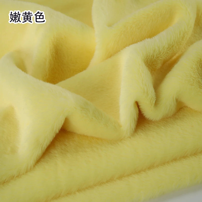 Plain Faux Fur Fabric Smooth by the Meter for Clothes Coats Dolls Sewing Thickened Imitation Rex Rabbit Plush Textile Soft Silky