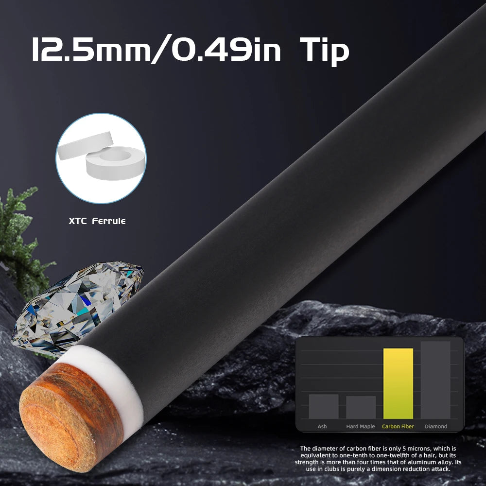 CRICAL Carbon Fiber Pool Cue Stick Professional Pool Sticks Low Deflection Tournament Level Billiard Cues With 12.5mm Tip