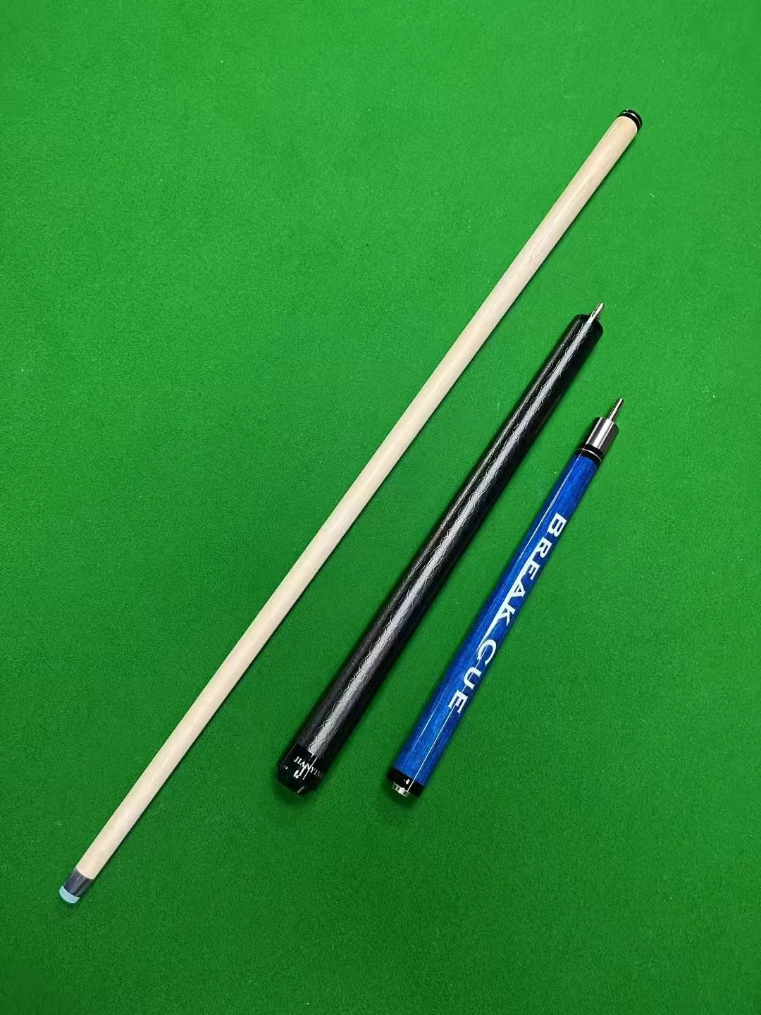 13.5mm Maple Wood Blue Color 3-Piece Pounch Break Jump Pool Billiard Cue Stick for Pool Game Adult Starters Woman Man