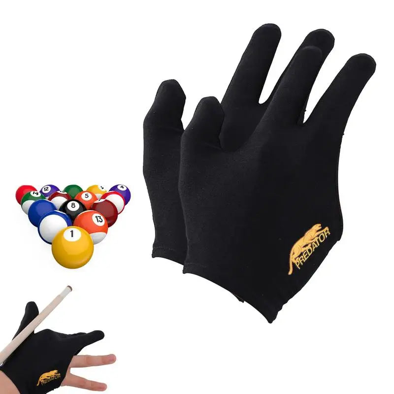 2Pcs Professional Open Finger Billiard Pool Gloves Snooker Pool Gloves Portable Light Elasticity Billiard Training Hand Gloves