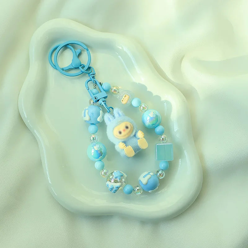 New Christmas Labubu Kawaii Particles Keychain Bag Cell Phone Charm Key Chain Christmas Gift