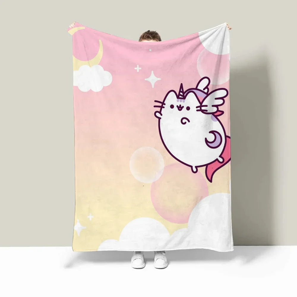 Pusheens Large Blanket King Size Throw Blanket for Sofa Luxury Bedding Hairy Blankets for Bed Fluffy Soft Blankets Characters