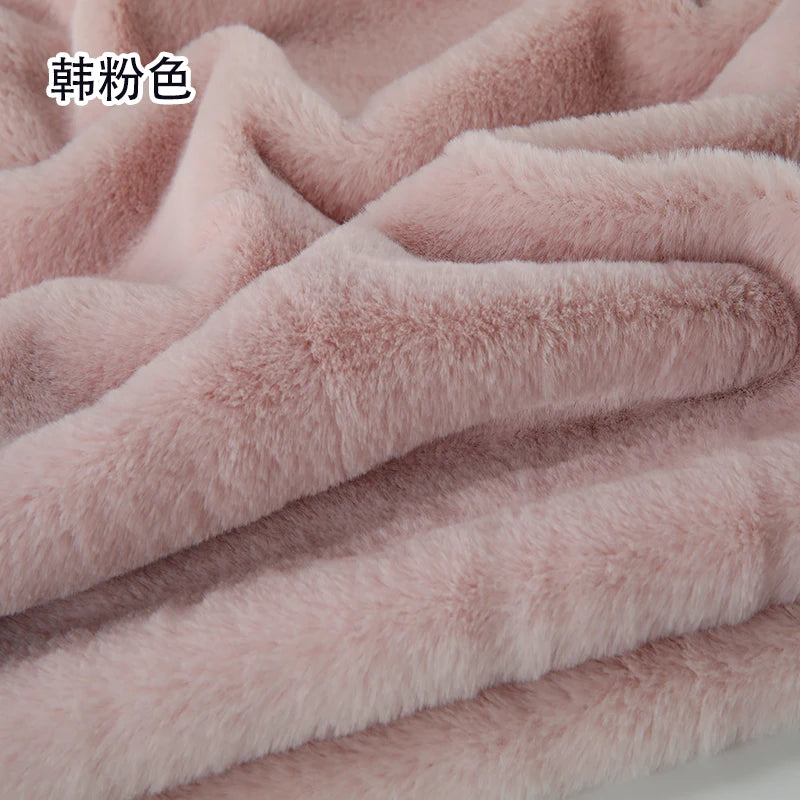 Plain Faux Fur Fabric Smooth by the Meter for Clothes Coats Dolls Sewing Thickened Imitation Rex Rabbit Plush Textile Soft Silky