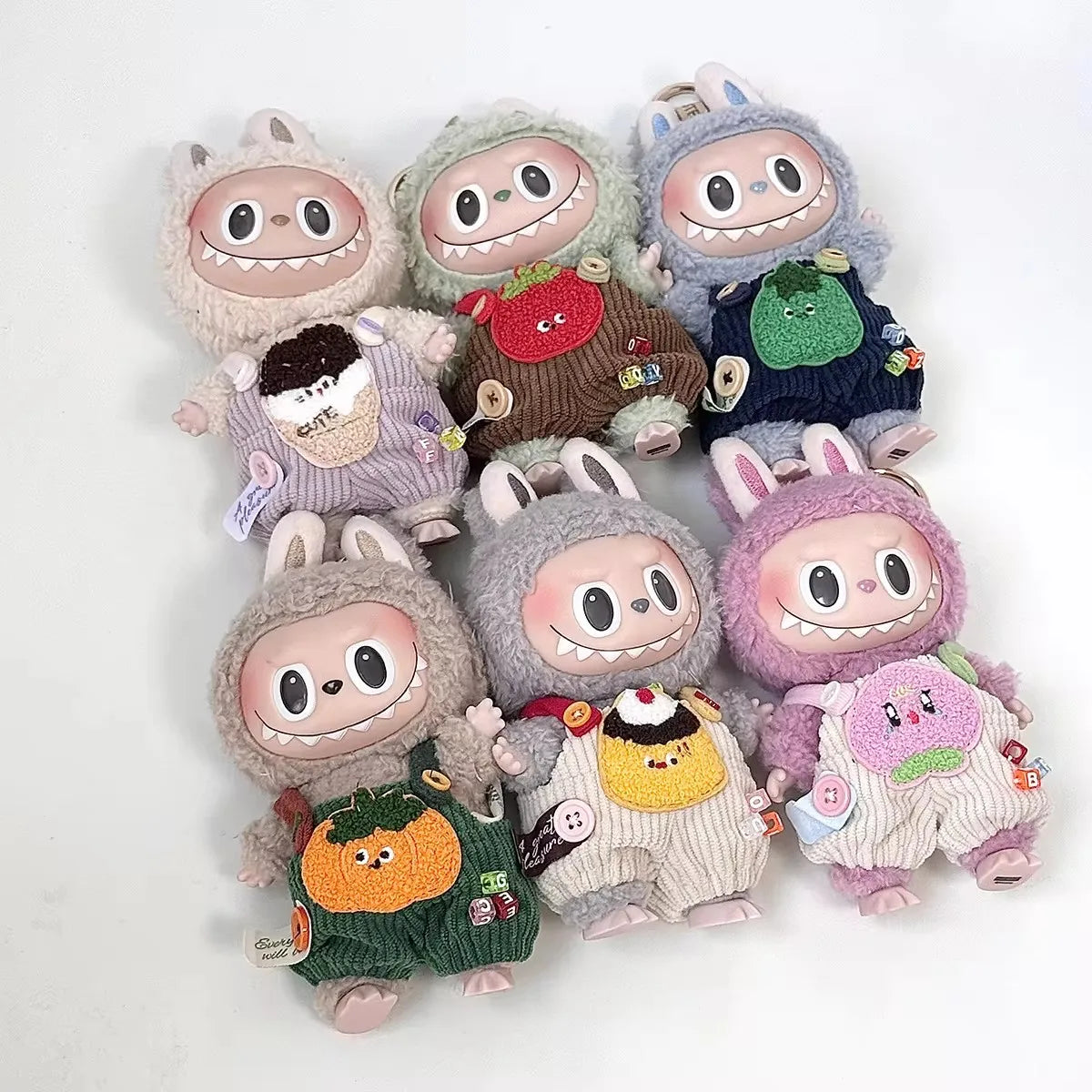 17cm Cute Mini Plush Doll'S Clothes Outfit Accessories Labubu Idol Dolls Donut Overalls Clothing DIY Kid Gift Strap Labubu Pants