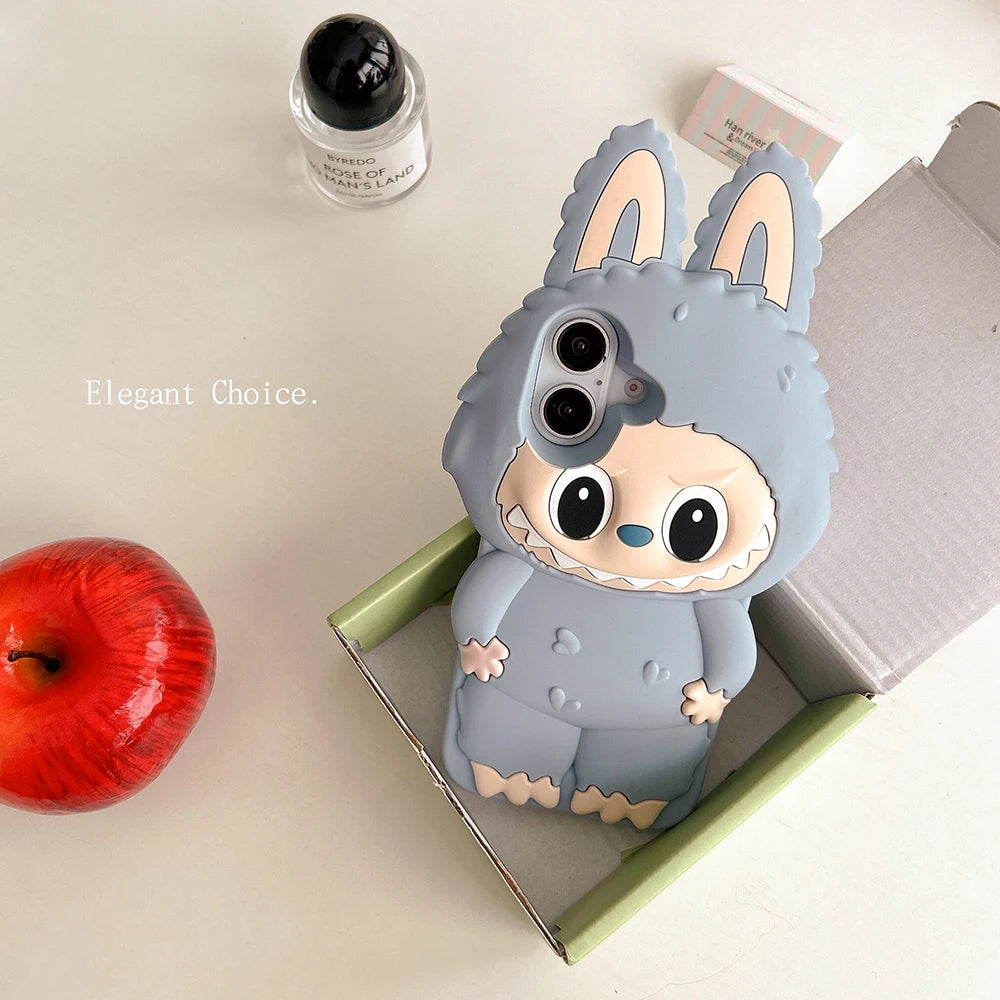 Kawaii LaBuBu Monster Case Soft Silicone Cover for iPhone 16 15 14 Plus 13 12 11 Pro Max