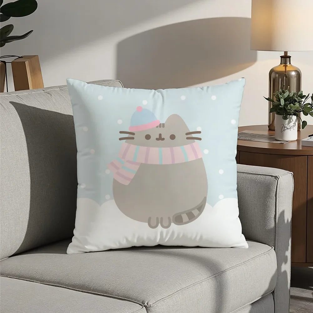 Cute P-PusheenS Cartoon Pillow Case Plush Fabric Soft Pillowcase Double Sided Print Cushion Cover Household Gifts