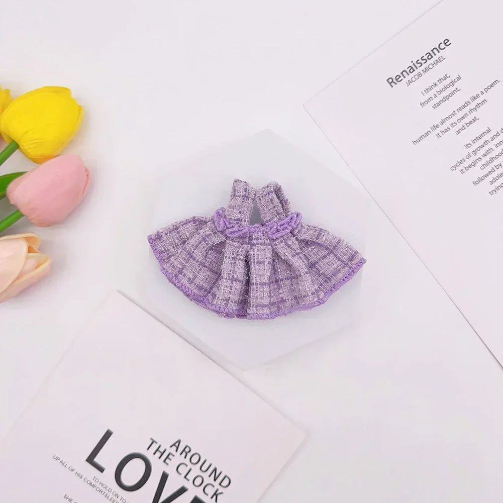 17cm Labubu Plush Doll Clothes Outfit Accessories Korea Kpop Exo Labubu Idol V1 V2 Black Dress Suit Gift