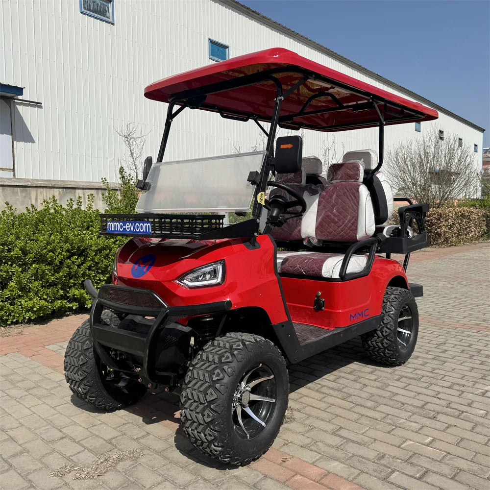 New Design 4 Seater 60V 72V Lithium Battery Golf Carts New Arrival Red Golf Carts 4KW 5KW 7.5 KW AC Motor Electric Golf Carts
