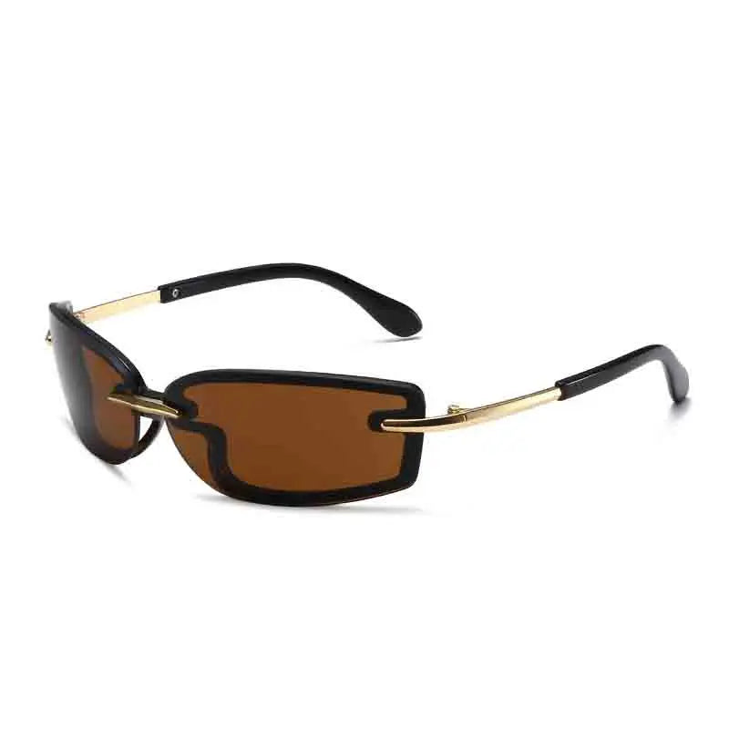 Rimless Y2K Style Sunglasses Rectangle Fashion Popular Luxury Brand Women Men Shades Rectangle Sun Glasses for Female Male UV400
