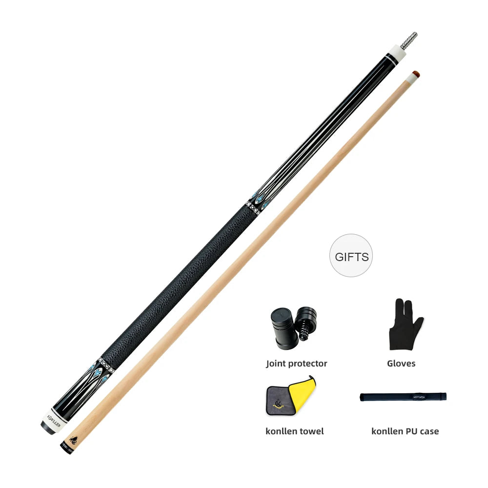 KONLLEN KL-B3/B4 Pool Cue Stick With 12.5mm Tip Carbon Maple Shaft 3*8/8 Joint Leather Grip Professional Taper for Billiard Cue