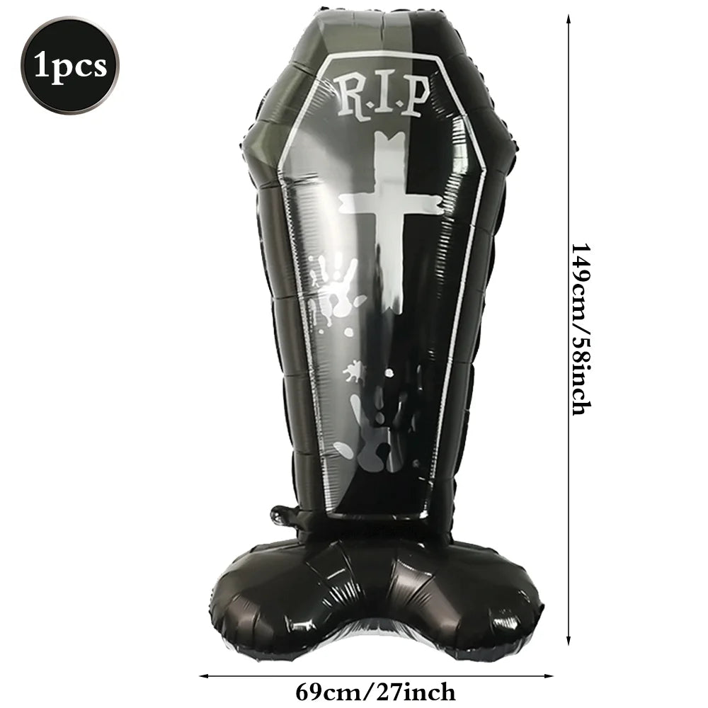 Halloween Decoration Balloons Large Witch Ghost Grim Reaper Tombstone Pumpkin Inflatable Foil Balloon Halloween Party Supplies