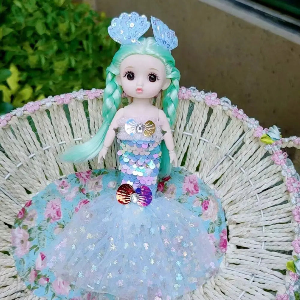 24cm Bjd Sequin Mermaid Doll Joints Movable Fashion Clothes Wedding Dress Costume Clothes Girl Princess Play House Toy Gift
