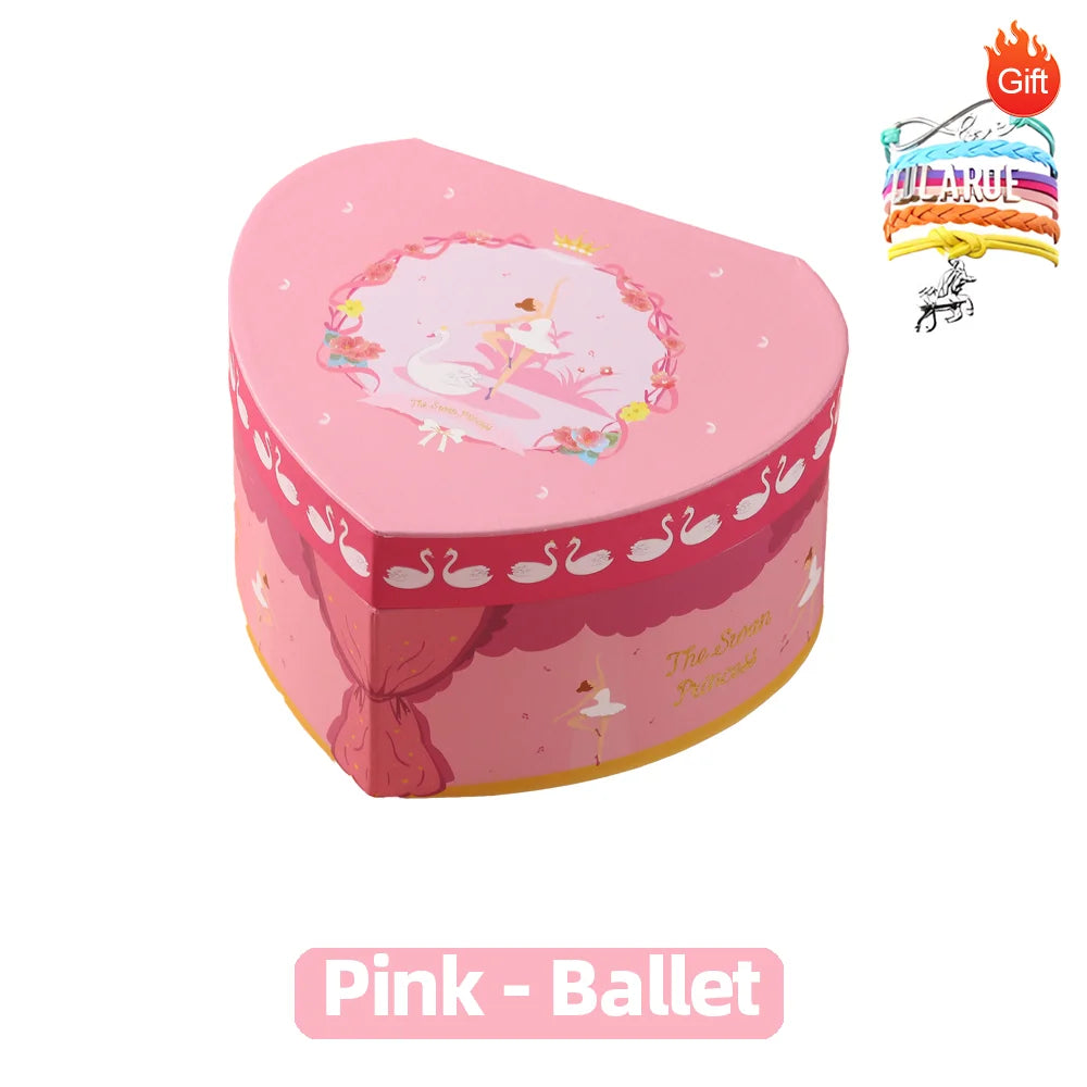 Unicorn Music Jewelry Box Heart-Shaped With Spining Ballet Dancer Doll Multi Purpose Storage Music Box Christmas Gifts for Girls