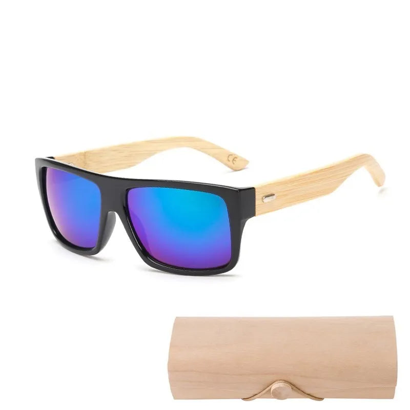 Original Wooden Bamboo Sunglasses Men Women Mirrored UV400 Sun Glasses Real Wood Shades Gold Blue Goggles Sunglases Male