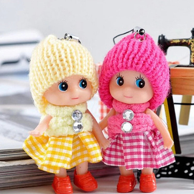 6PCS Cute Fashion Kids Plush Dolls Keychain Soft Stuffed Toys Keyring Mini Plush Animals Key Chain Baby for Girls Women