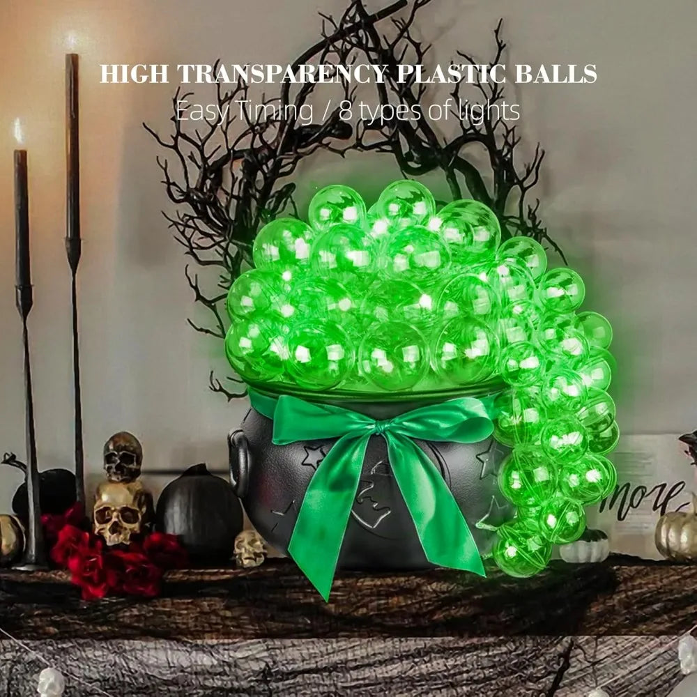 Halloween Decorations Indoor-Green Light Bubble Witch Cauldron Diy,plastic Cauldron Pot, Black Witches Cauldron,halloween Kitch