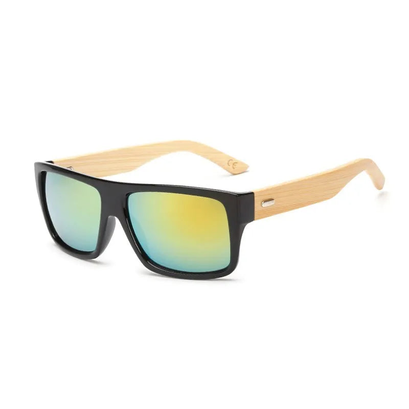 Original Wooden Bamboo Sunglasses Men Women Mirrored UV400 Sun Glasses Real Wood Shades Gold Blue Goggles Sunglases Male