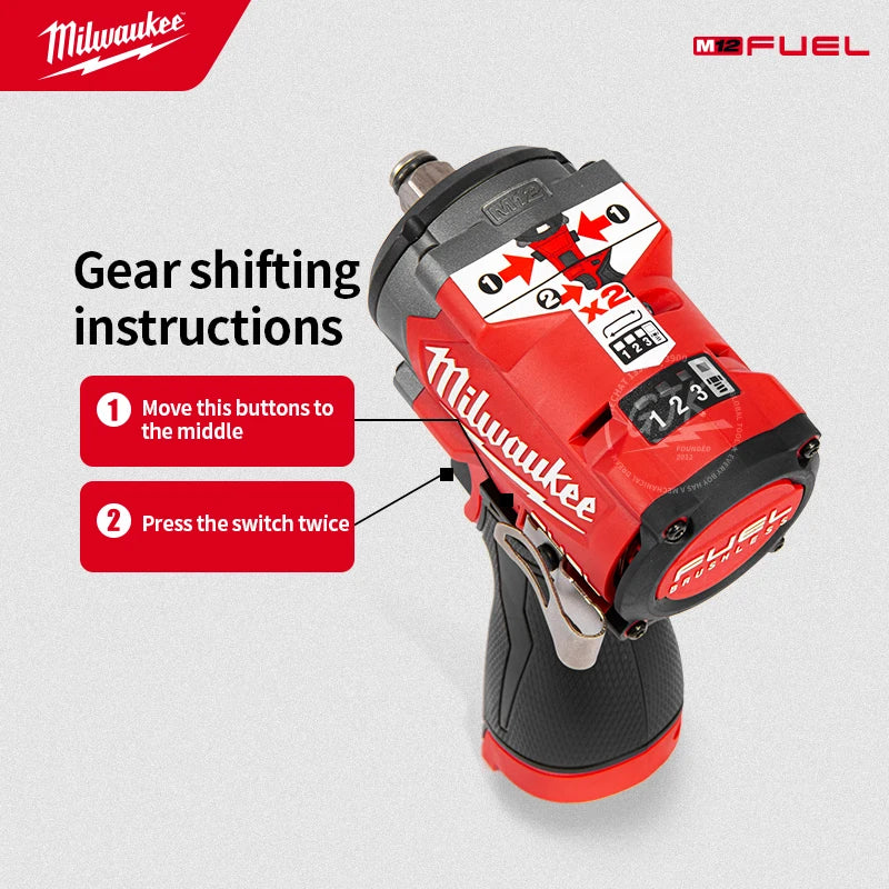 Milwaukee M12 FIW2F12 2563-20 M12 FIW2F38 2562-20 M12 FUEL 12V 1/2" 3/8" Stubby Impact Wrench - Bare Tool
