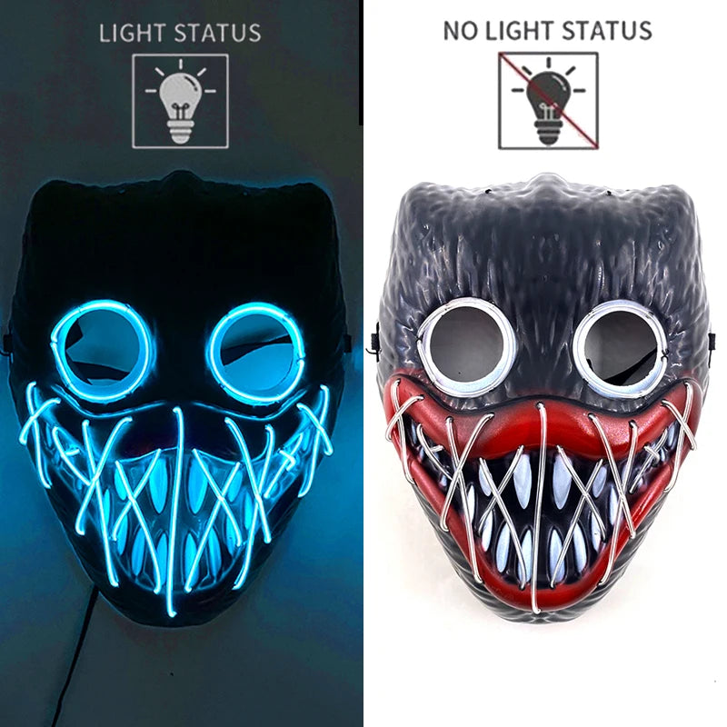 New Halloween Horror Party Mask Cosplay Movie Mask Neon LED Luminous Mask EL Cold Light Fluorescent Mask Masquerade Décor