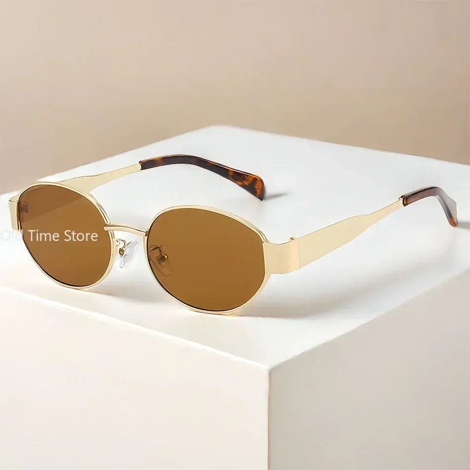 Sunglasses Advanced Metal Sunglasses Fashion Oval Glasses Brand Designer Vintage Sun Glasses High Quantity Oculos De Sol
